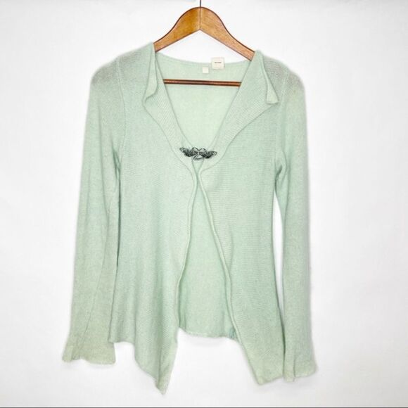 Anthropologie Moth Open Front Cardigan Angora Wool Blend Green Small - Picture 1 of 9